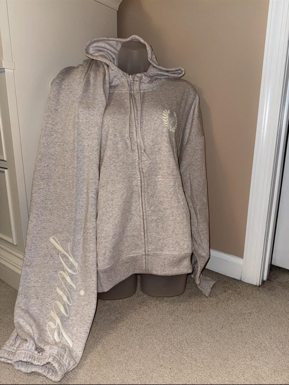 Victoria Secret Pink FLEECE RELAXED FULL-ZIP HOODIE Classic Pant  XXL Set